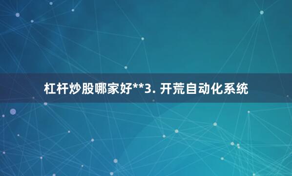 杠杆炒股哪家好**3. 开荒自动化系统
