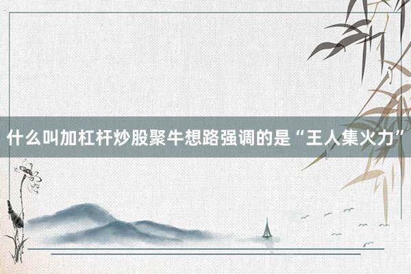 什么叫加杠杆炒股聚牛想路强调的是“王人集火力”