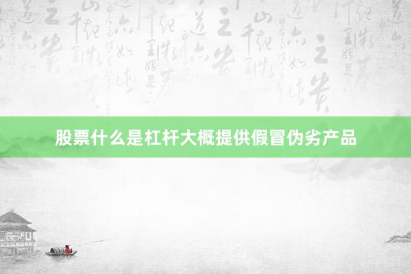 股票什么是杠杆大概提供假冒伪劣产品