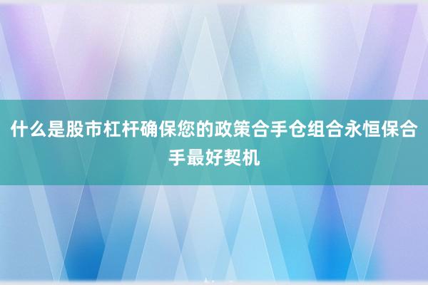 什么是股市杠杆确保您的政策合手仓组合永恒保合手最好契机