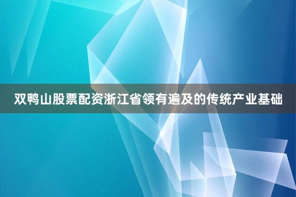 双鸭山股票配资浙江省领有遍及的传统产业基础