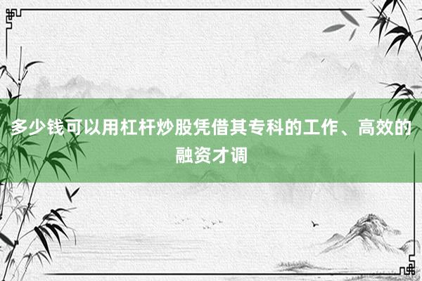 多少钱可以用杠杆炒股凭借其专科的工作、高效的融资才调