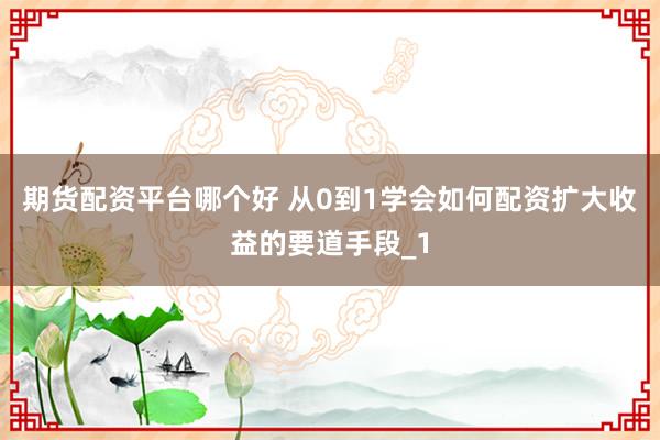 期货配资平台哪个好 从0到1学会如何配资扩大收益的要道手段_1