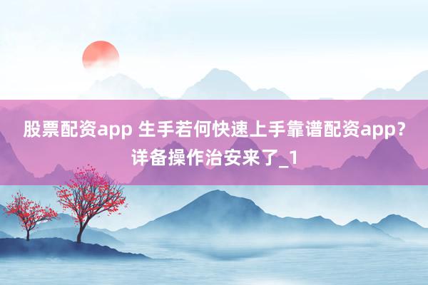 股票配资app 生手若何快速上手靠谱配资app?详备操作治安来了_1